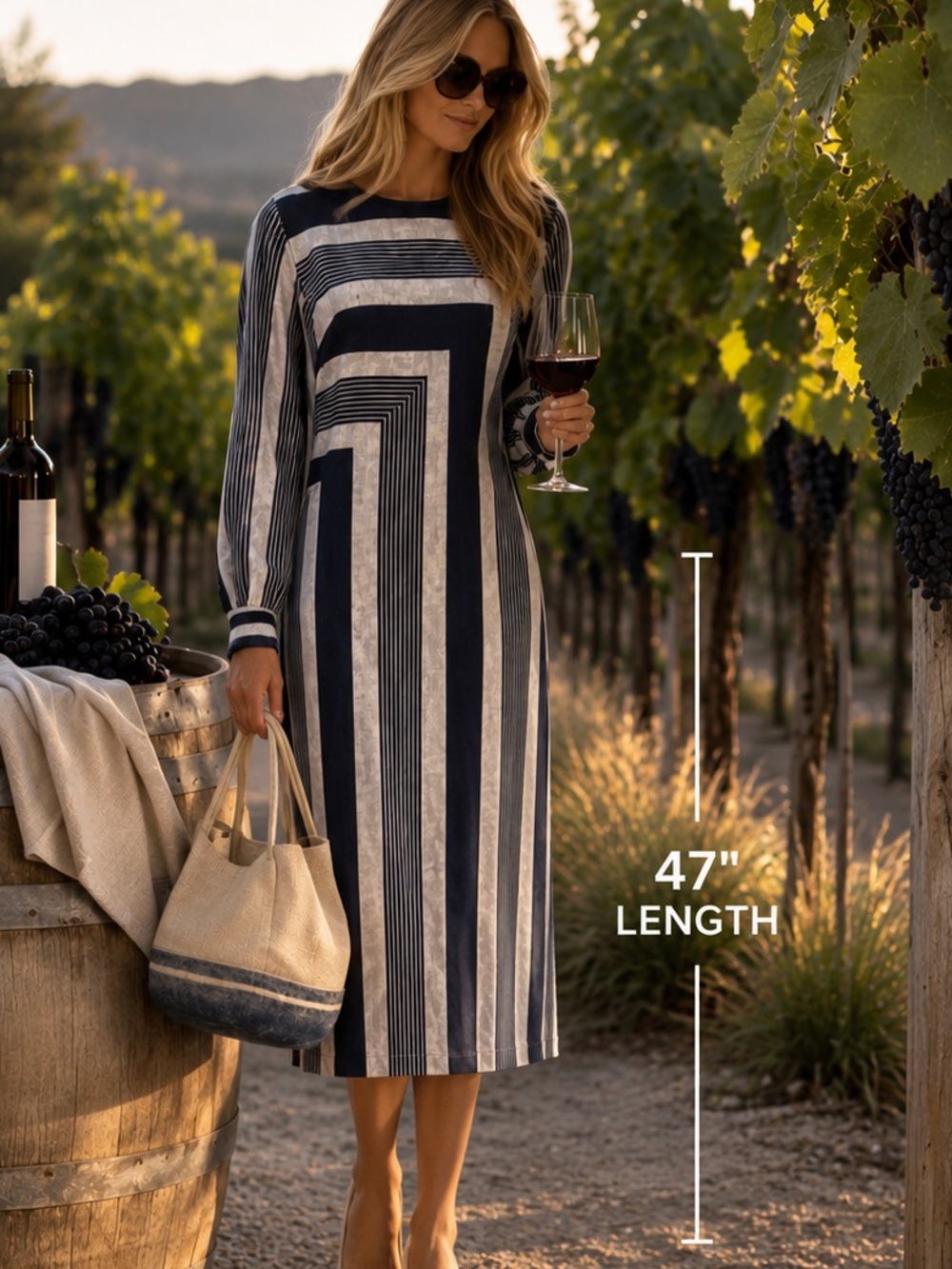 Paccini, YachtWear Conservative Blue Striped Dress,Excellent Condition,Size 14 - Picture 1 of 10